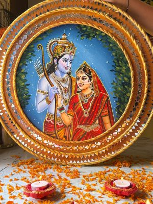 Siya Ram Hand-Painted Artwork (22-inch Diameter thickness 8MM)