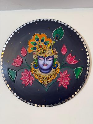 Shreenath Ji Hand-Painted Artwork (20-inch Diameter)