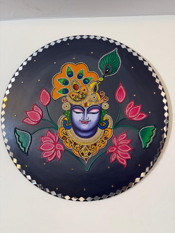 Shreenath Ji Hand-Painted Artwork (20-inch Diameter)