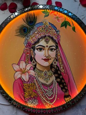 Radha Rani 3D Lumi Light Hand-Painted artwork (18-inch Diameter)