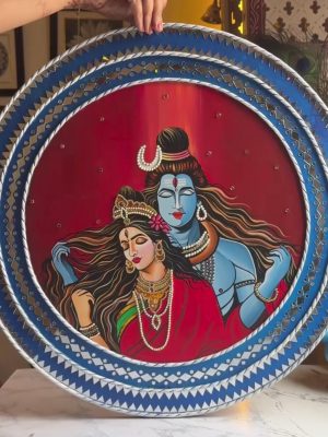 Shiv Parvati Hand-Painted artwork (22-inch diameter)